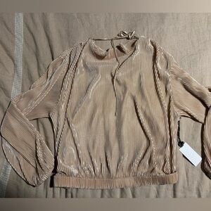 Astr the Label Champagne Crinkle Blouse